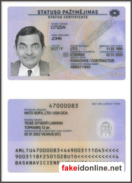 Lithuania Resident Card Vector Design